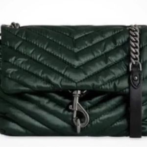 NWT Rebecca Minkoff Edie Quilted Nylon Crossbody Bag In Bottle Green Brand